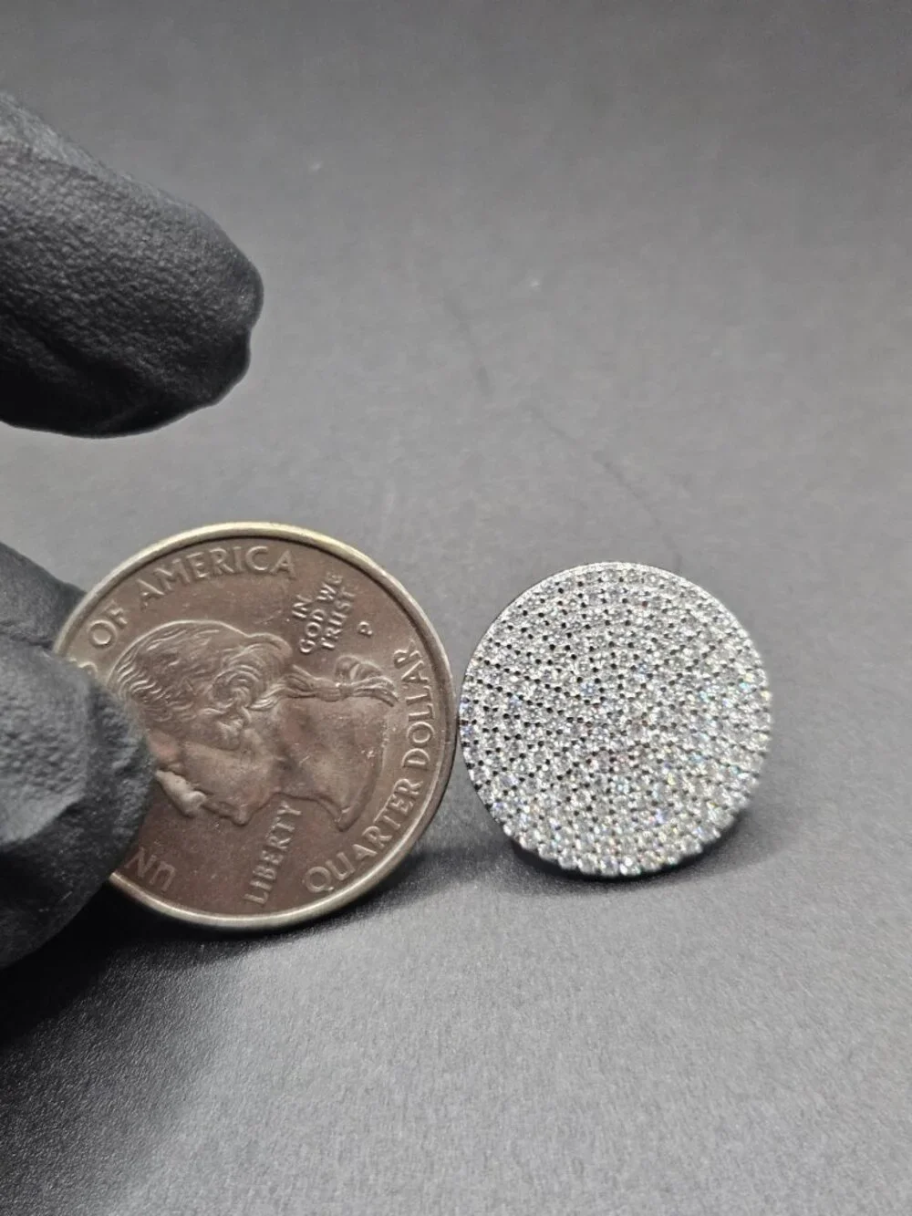 925 STERLING SILVER MOISSANITE ICED MICRO PAVE DISC STUD EARRINGS 5.8G